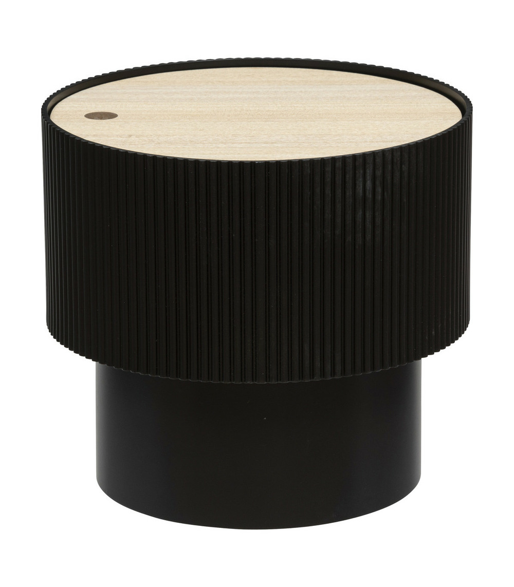 Table à café avec coffre de rangement en bois peint noir d 38,5 cm