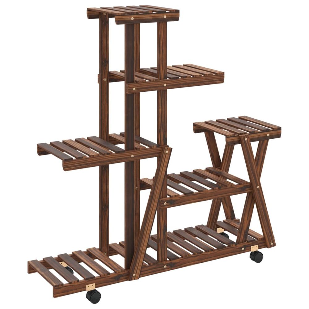 Support à fleurs avec roues 95x25x101 cm bois massif de sapin
