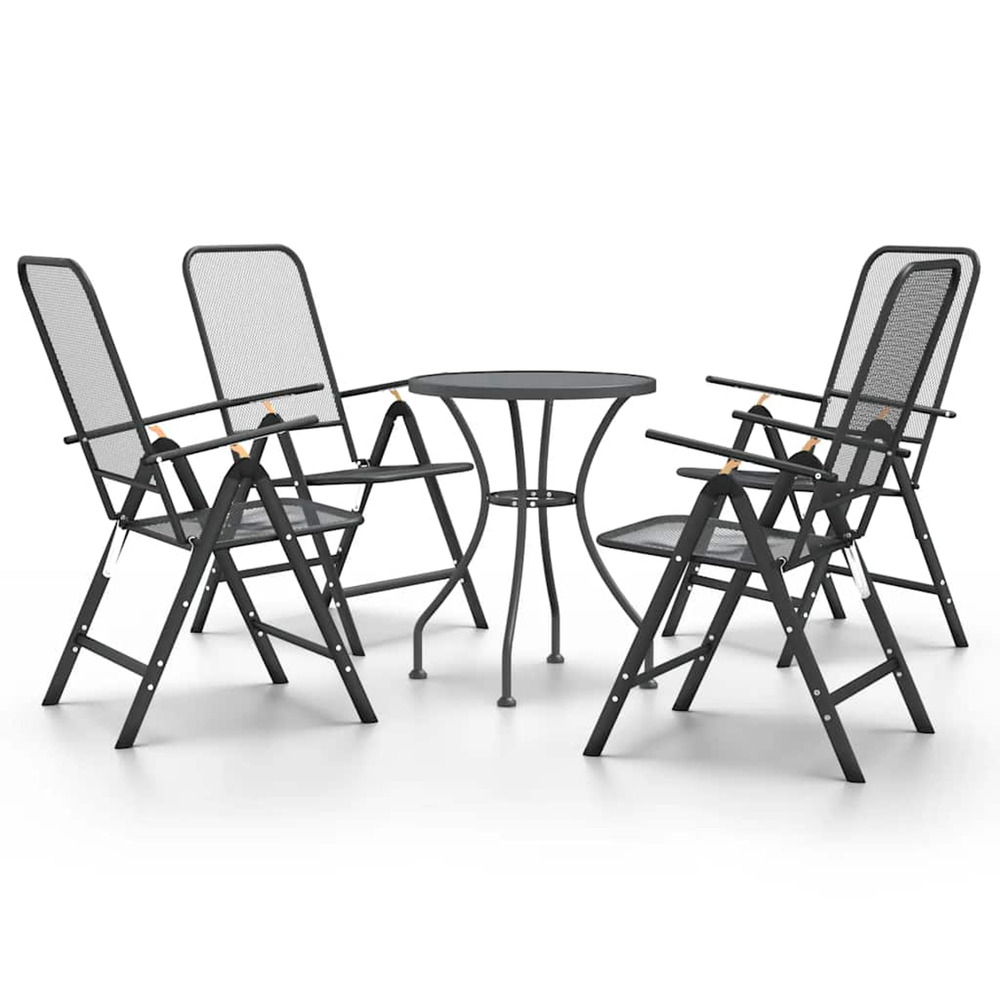 Ensemble à manger de jardin 5 pcs maille métal anthracite