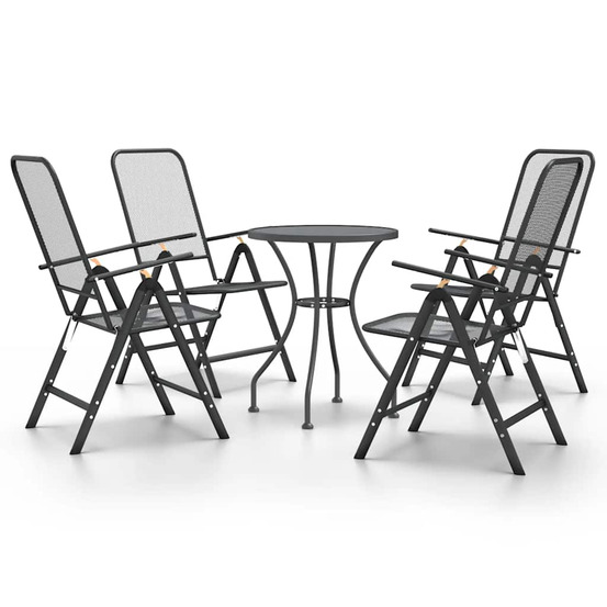Ensemble à manger de jardin 5 pcs maille métal anthracite
