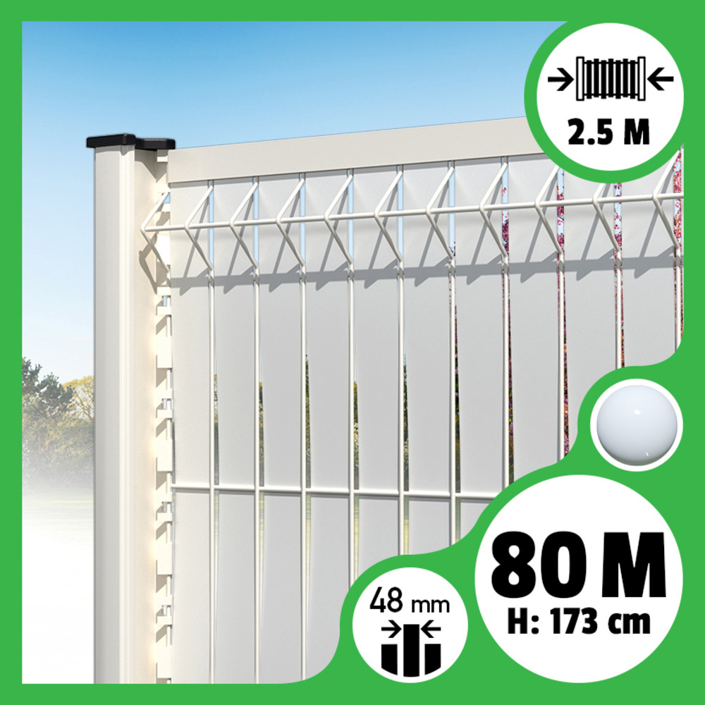 Kit 80m occultation lattes aluminium pour panneau rigide maille 55 - h 1m73 x 2m50 blanc