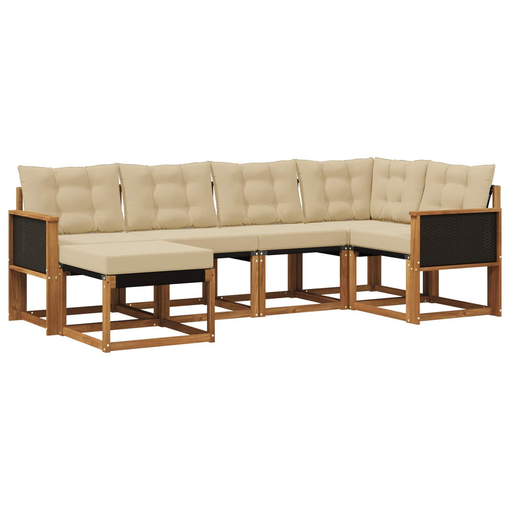 Ensemble de canapés d'extérieur 6 pcs naturel et beige