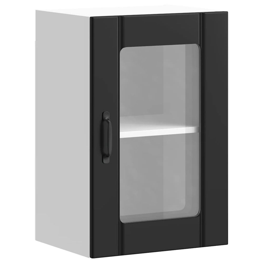 Armoire murale de cuisine avec porte en verre lucca noir