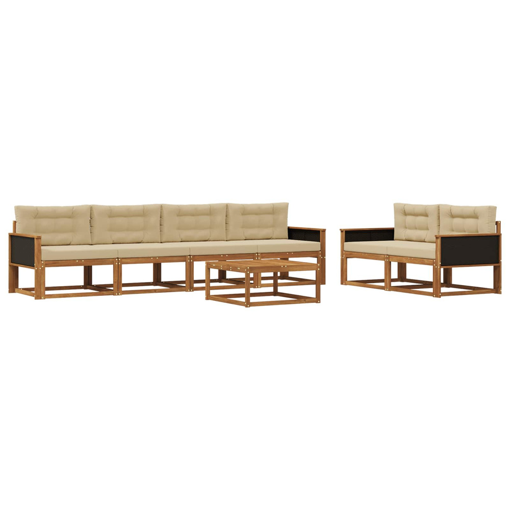 Ensemble de canapés d'extérieur 7 pcs naturel et beige