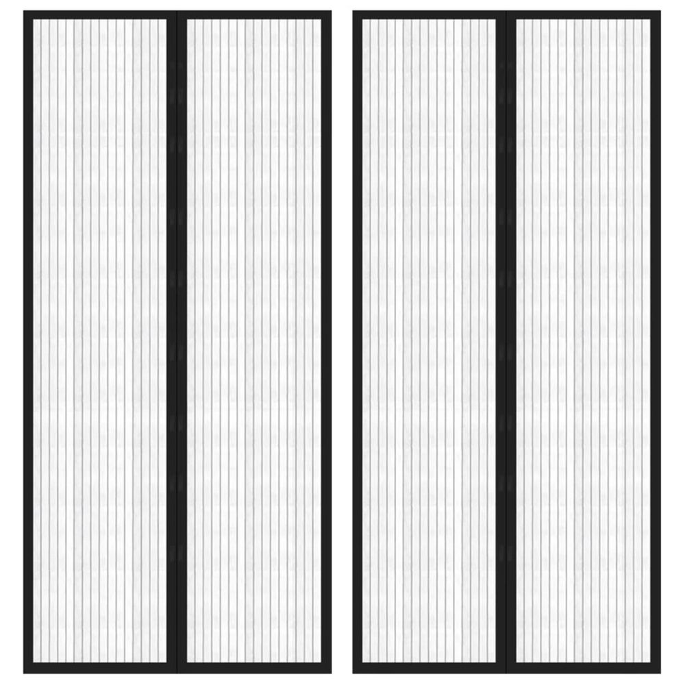 Rideaux de porte anti-insectes 2 pcs avec aimants noir 210x90cm