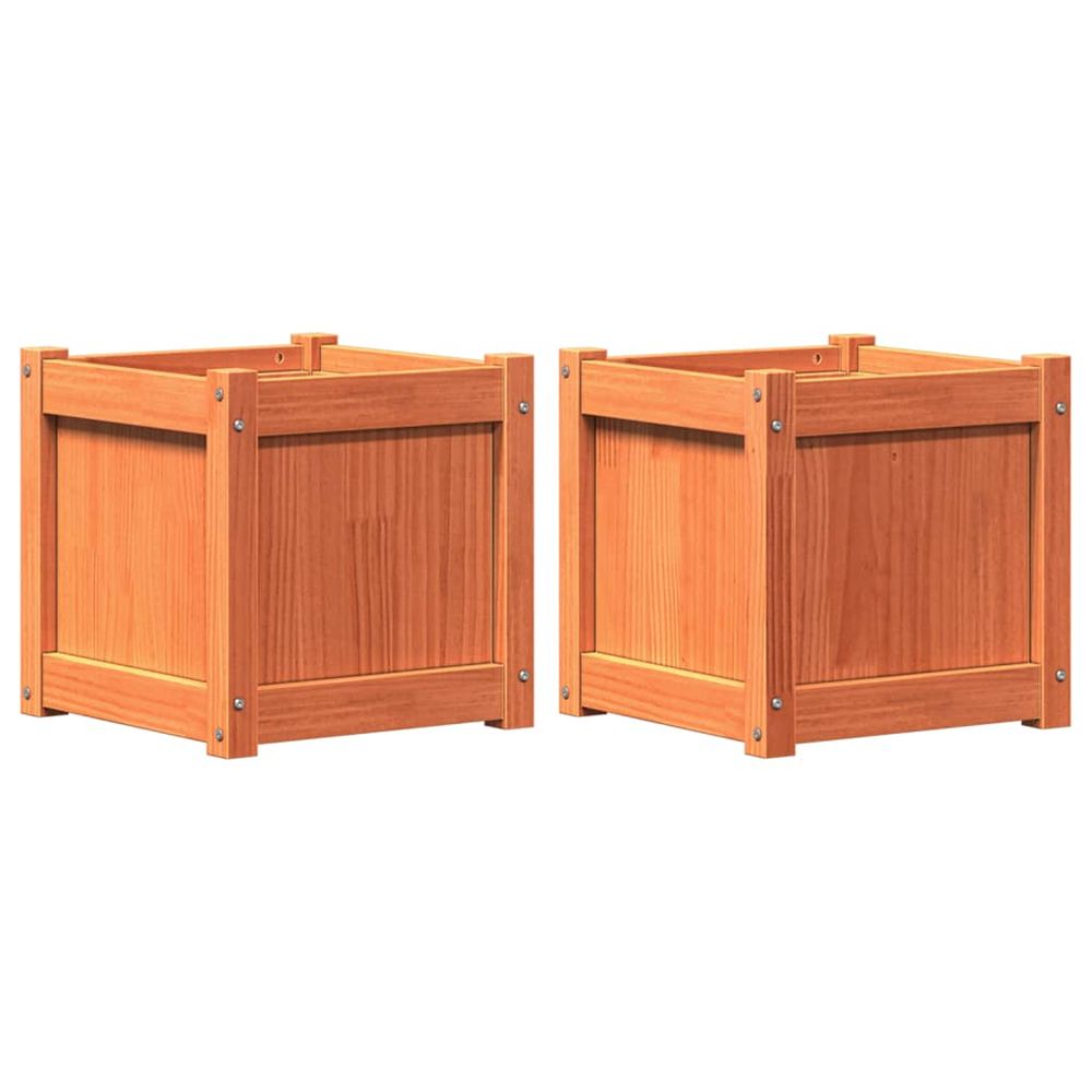 Jardinière d'extérieurs 2 pcs cire marron bois de pin massif