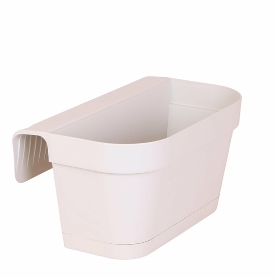 Jardinière de balcon en plastique blanc avec système de suspension - 36cm de large