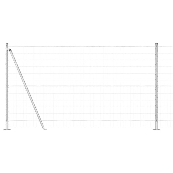 Clôture avec poteaux argent 1.2 x 10 m acier