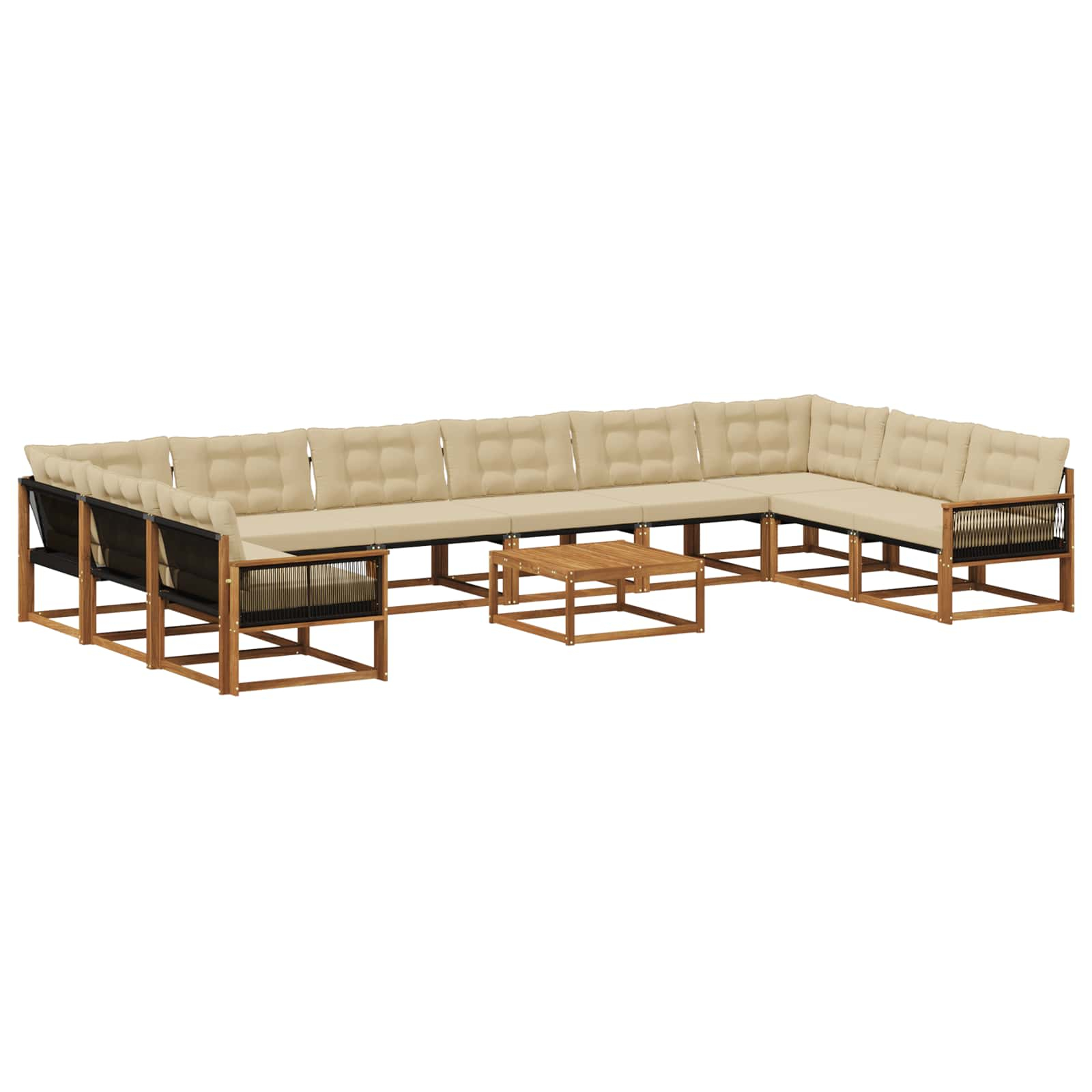 Ensemble de canapés d'extérieur 11 pcs naturel et beige