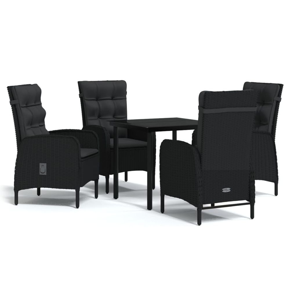 Ensemble à manger de jardin avec coussins 5 pcs noir