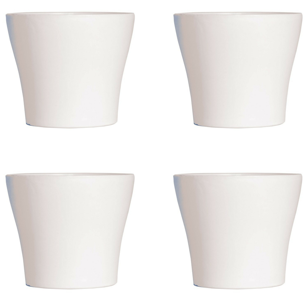 Lot de 4 pots à fleurs en plastique blanc avec cache-pot gh629w st helens home and garden - 20 cm x 14.5 cm