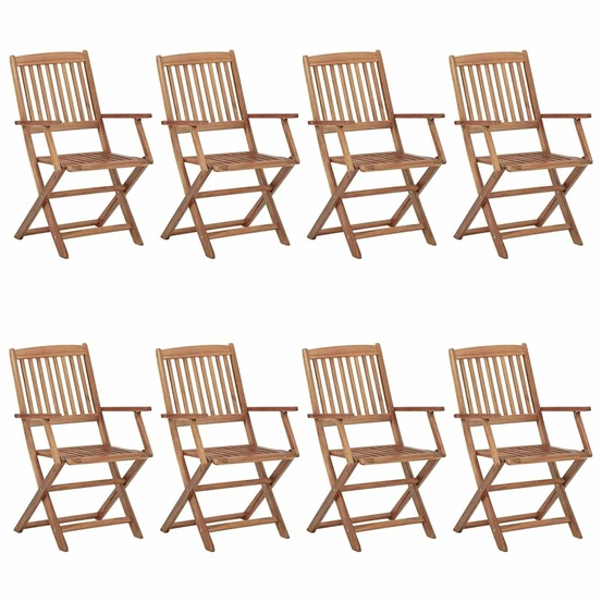 Chaises pliables de jardin lot de 8 avec coussins bois d'acacia