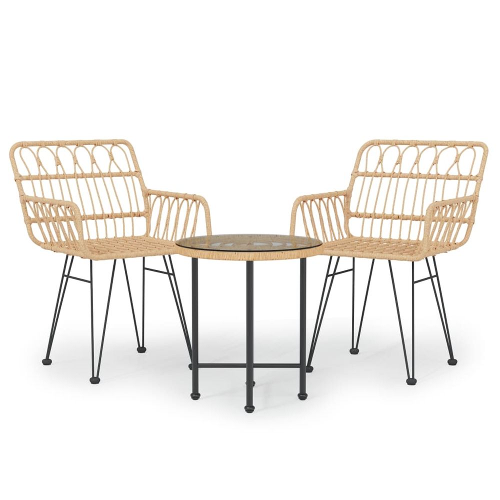 Ensemble à manger de jardin 3 pcs résine tressée