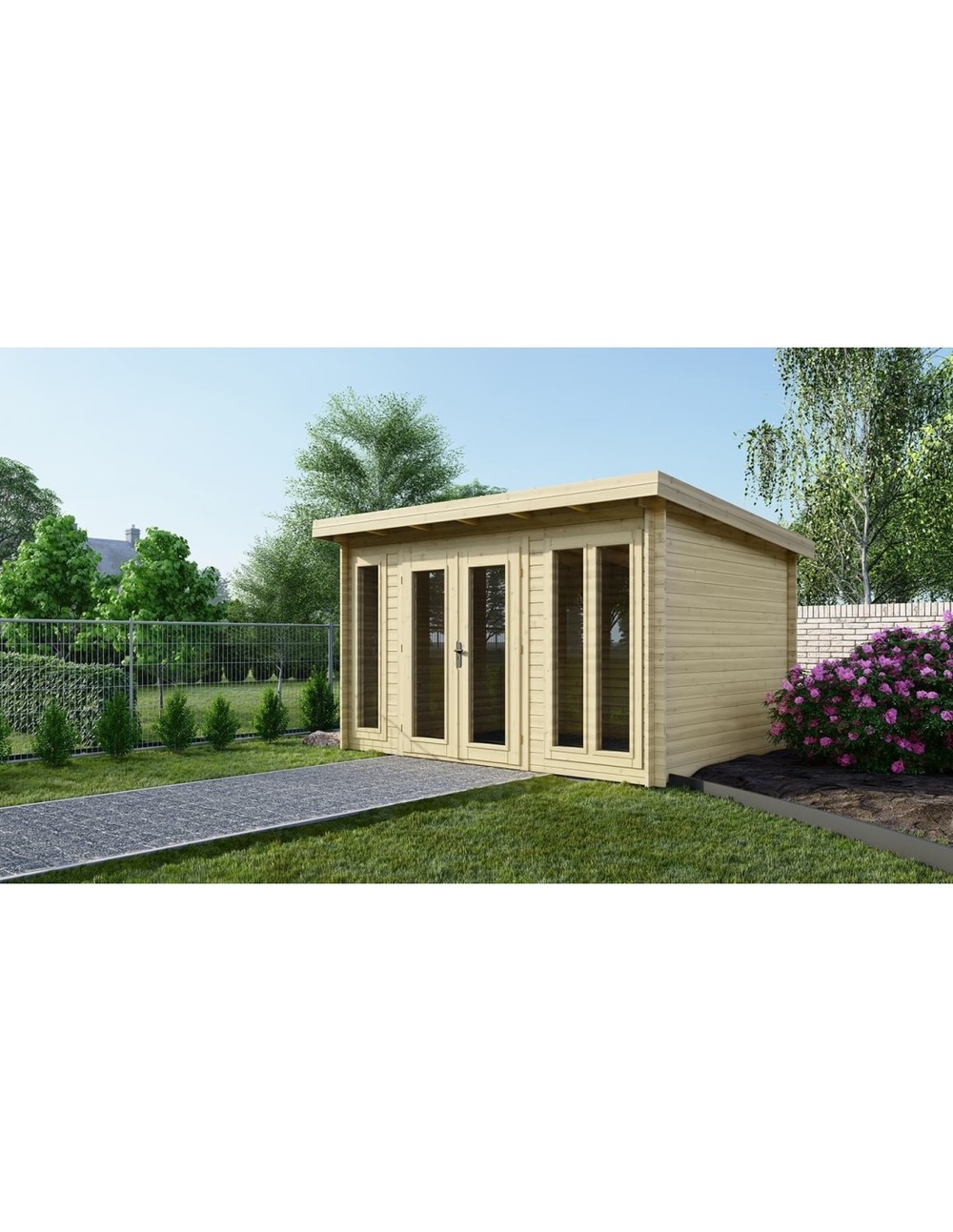 Abri de jardin en bois - 16m2 - 4x4m - ep. 34mm - couleur: naturel - dom653 - altanka