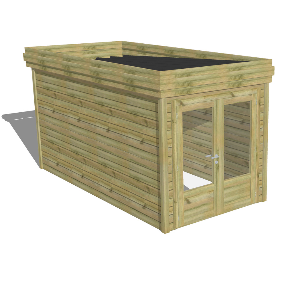 Abri de jardin bois pin traité autoclave 27mm - 2,14x4,34m / 9m2 - bac acier - abri français