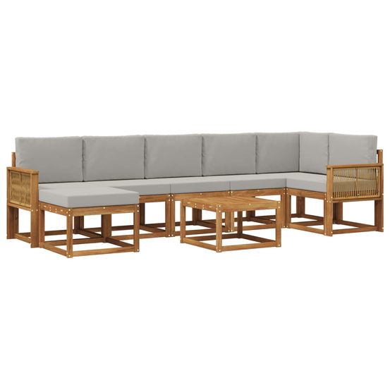 Ensemble de canapés d'extérieur 8 pc naturel et gris clair
