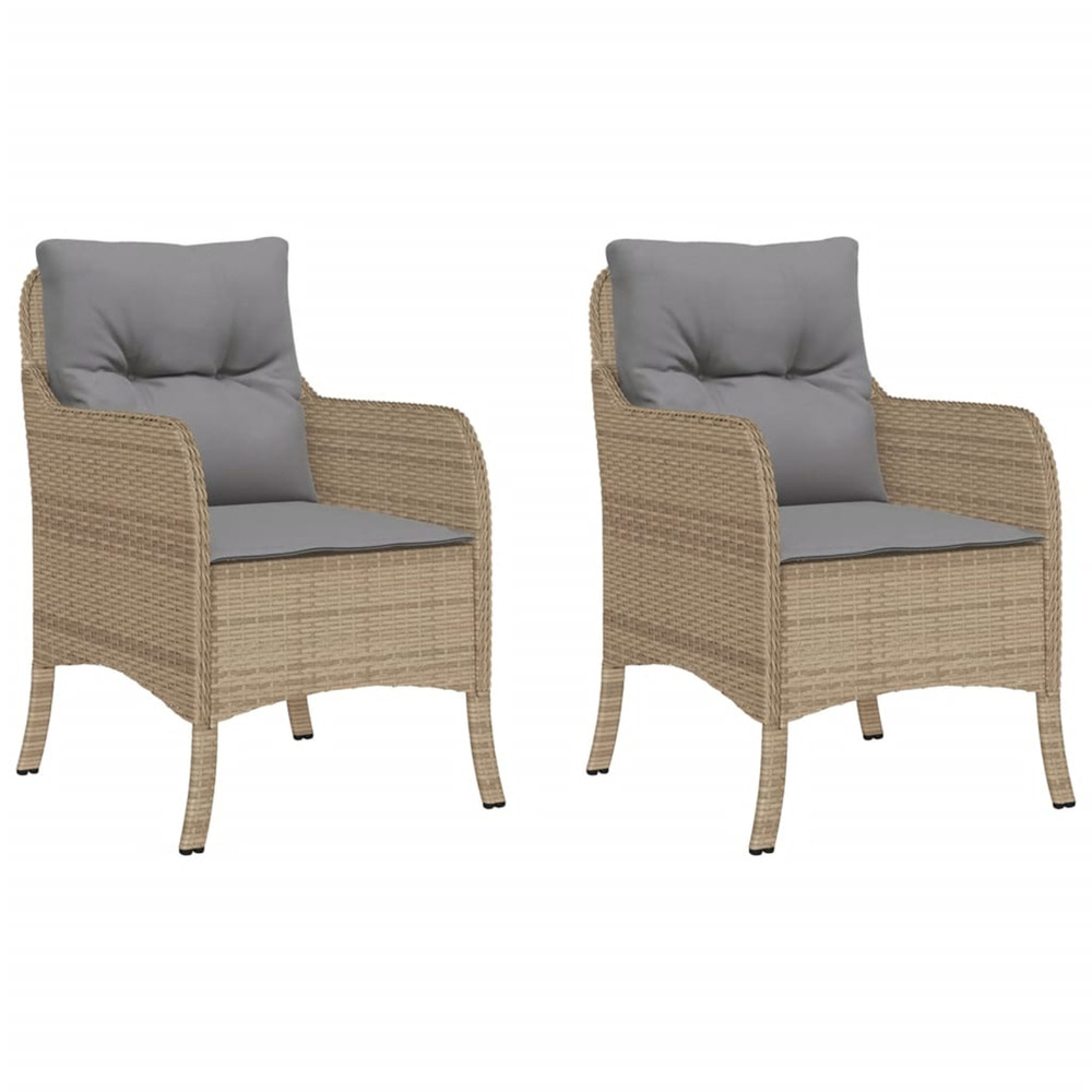 Chaises de jardin avec coussins lot de 2 mélange beige rotin