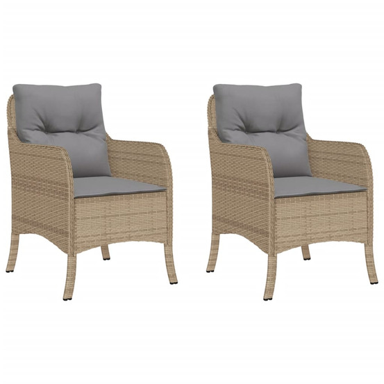 Chaises de jardin avec coussins lot de 2 mélange beige rotin