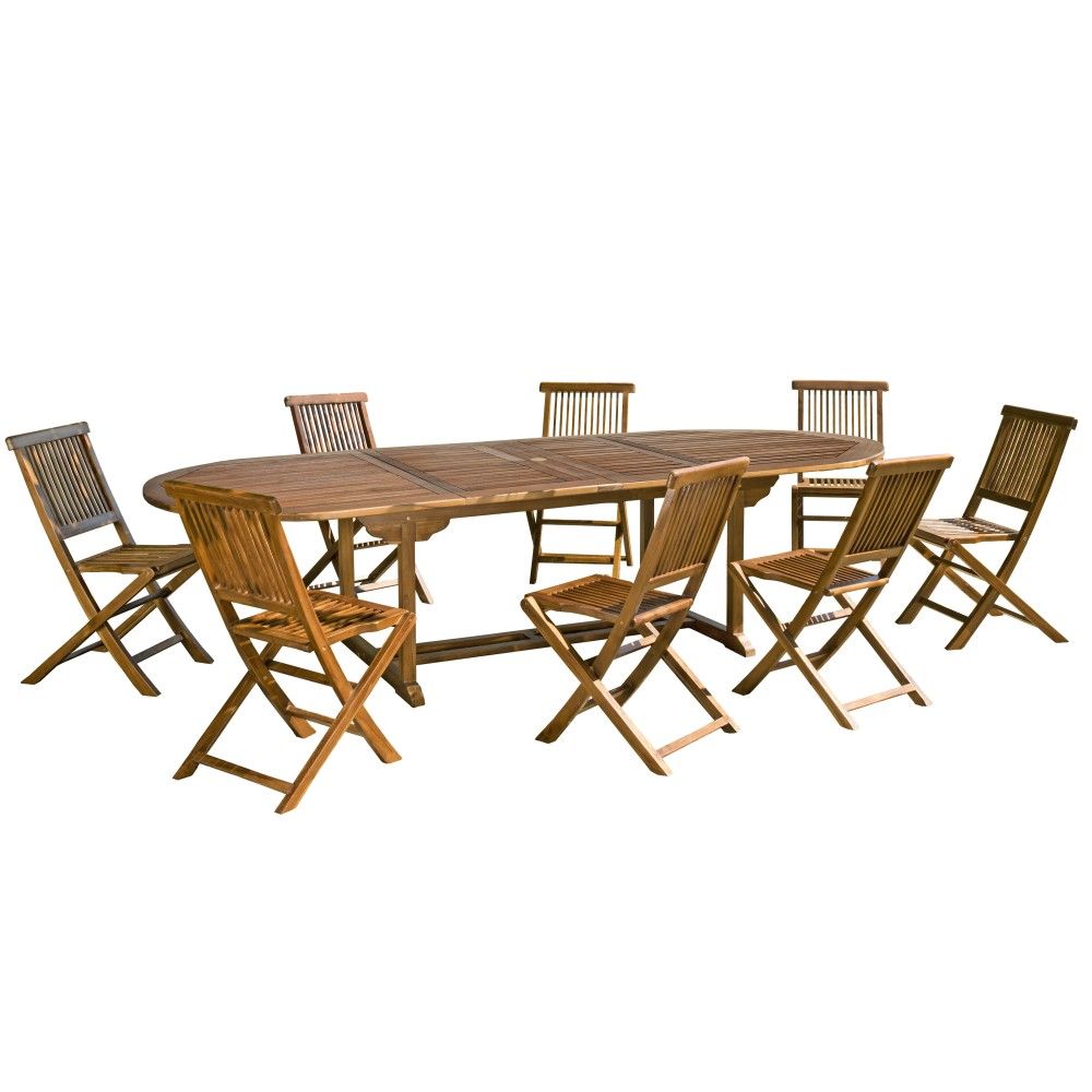 Table de jardin et chaises en teck huilé 10/12 personnes