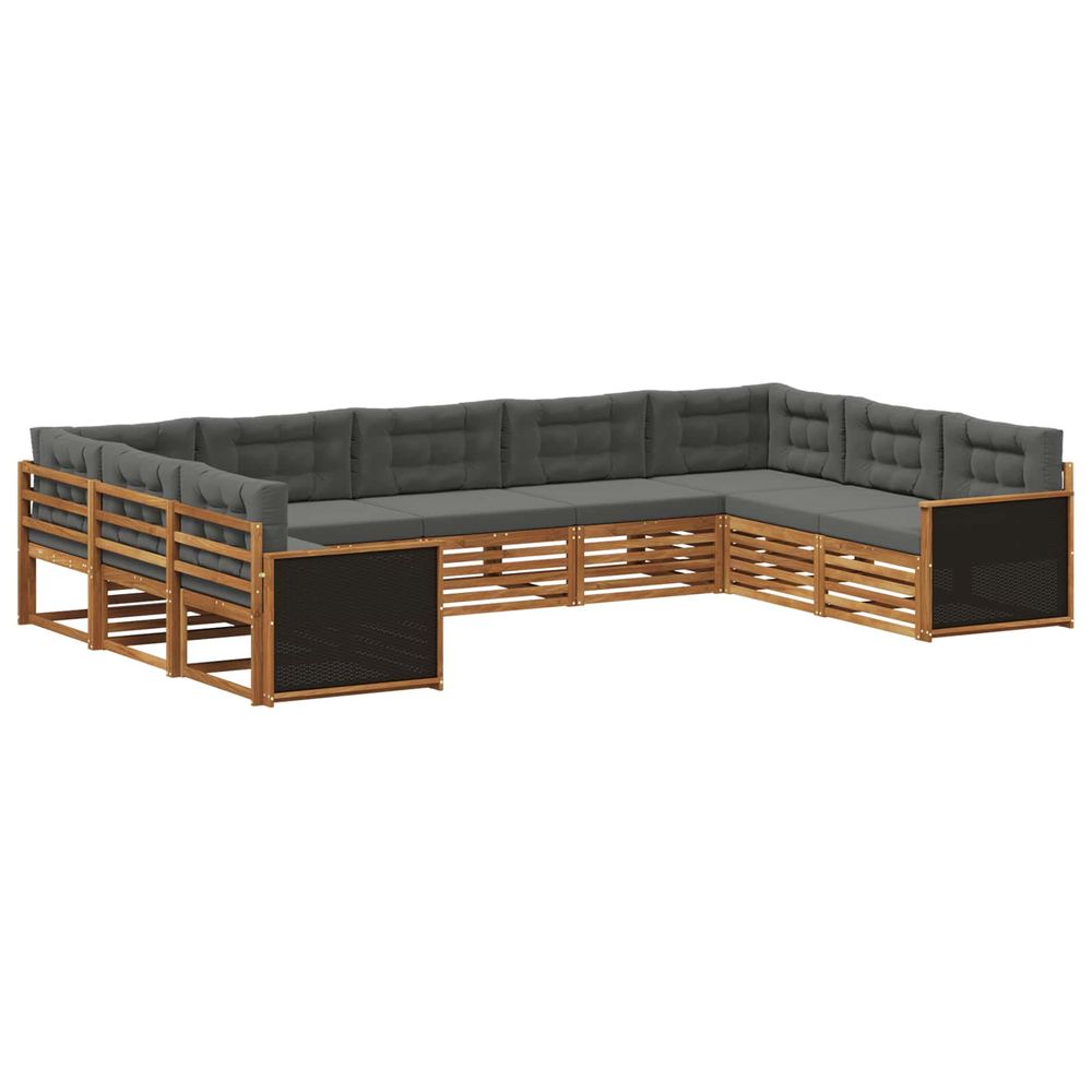 Ensemble de canapés d'extérieur 9 pc naturel et anthracite