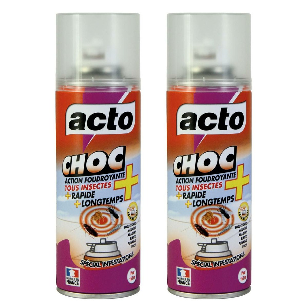 Lot de 2 aérosols acto choc : pour une maison sans insectes