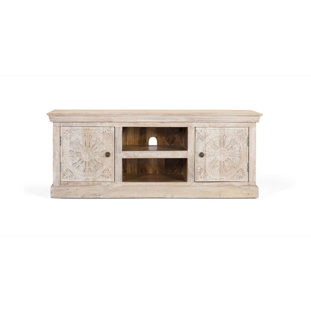 Meuble tv bois beige - aveline décoration d'autrefois