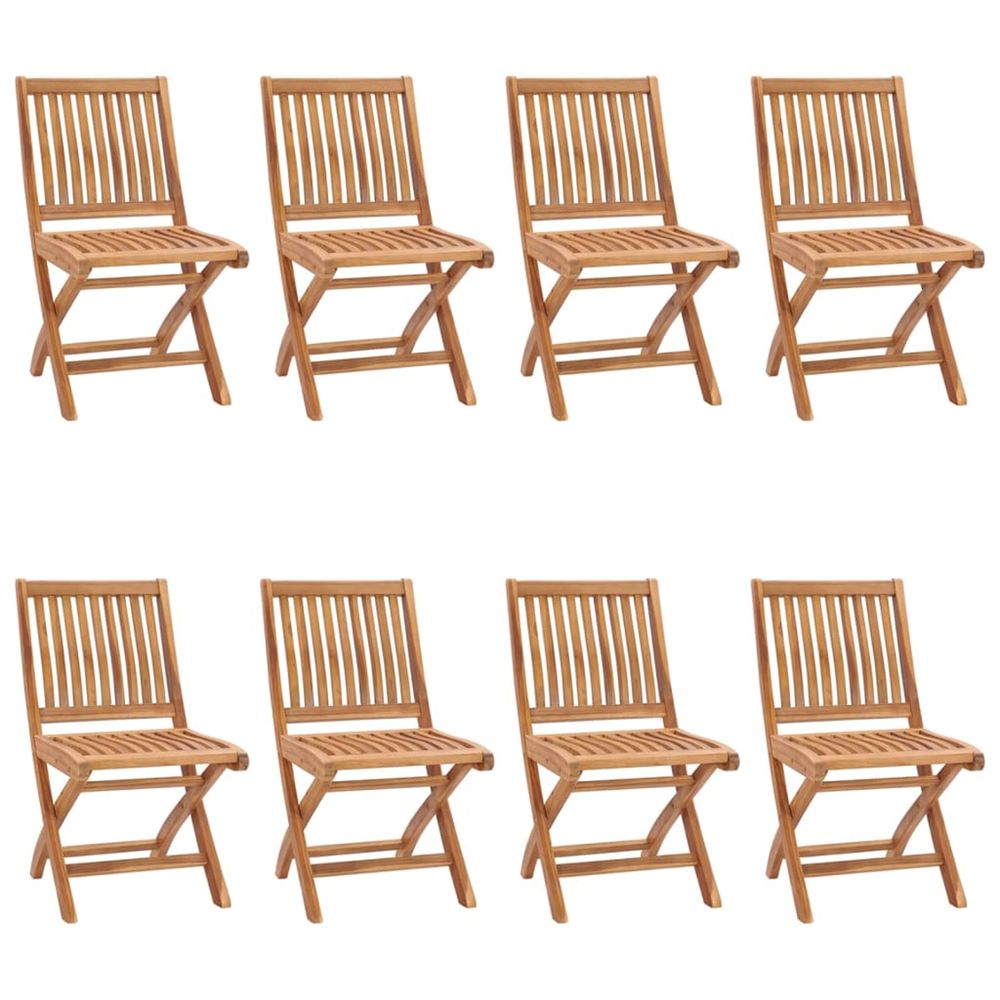 Chaises pliantes 8 pièces en bois de teck massif