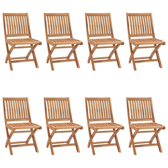 Chaises pliantes 8 pièces en bois de teck massif