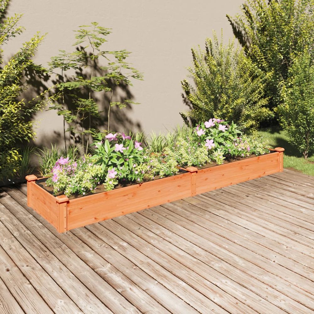 Carré potager large en bois de sapin avec doublure jardin marron 240x60 cm
