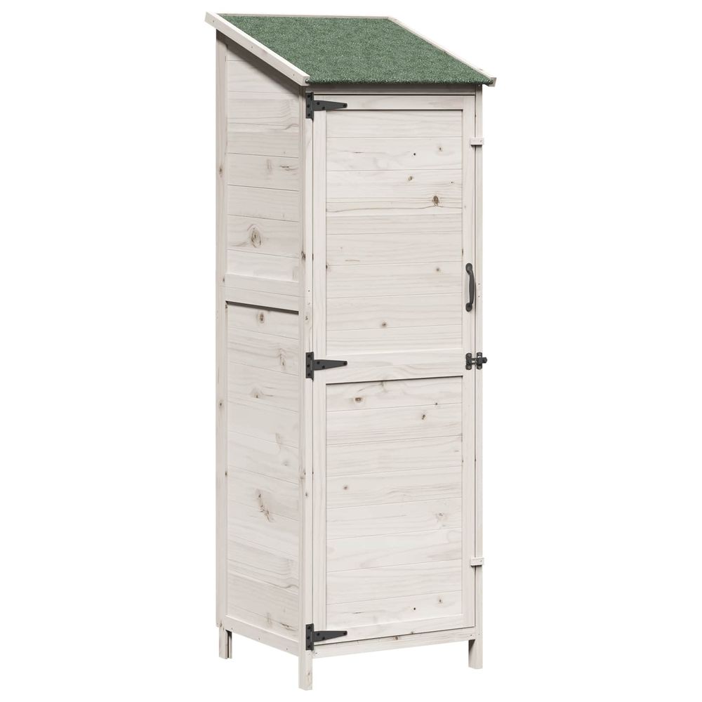 Abri de jardin blanc 59,5 x 56 x 176,5 cm bois de sapin massif