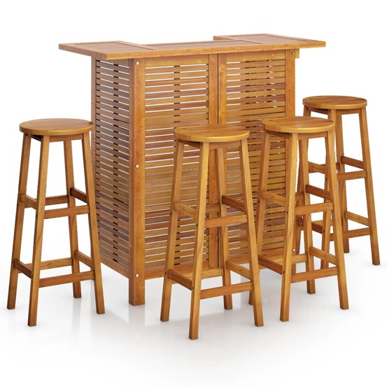 Ensemble de bar de jardin 5 pcs bois d'acacia solide