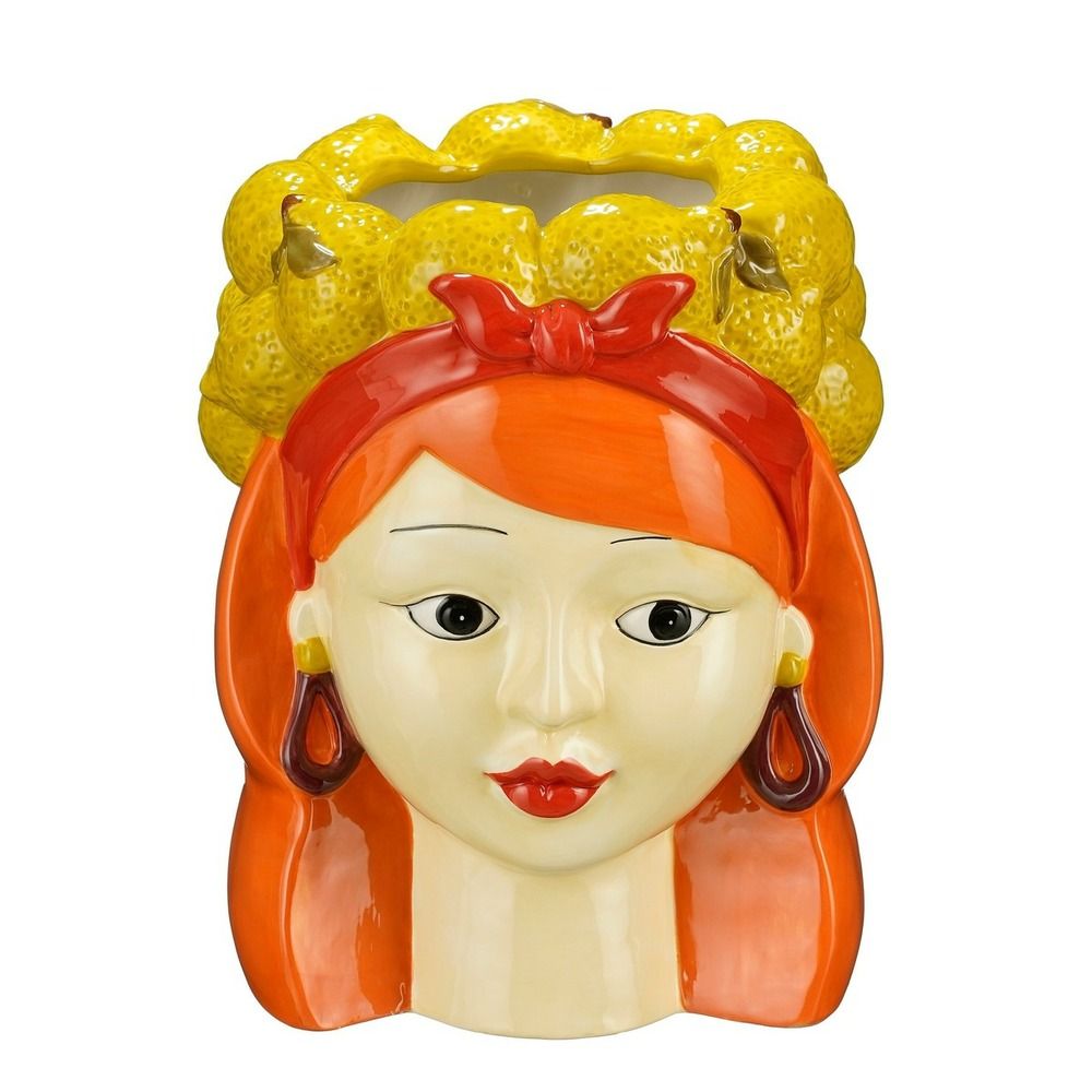 Mica decorations funny cache-pot intérieur - h25 x ø20 cm - dolomite - jaune