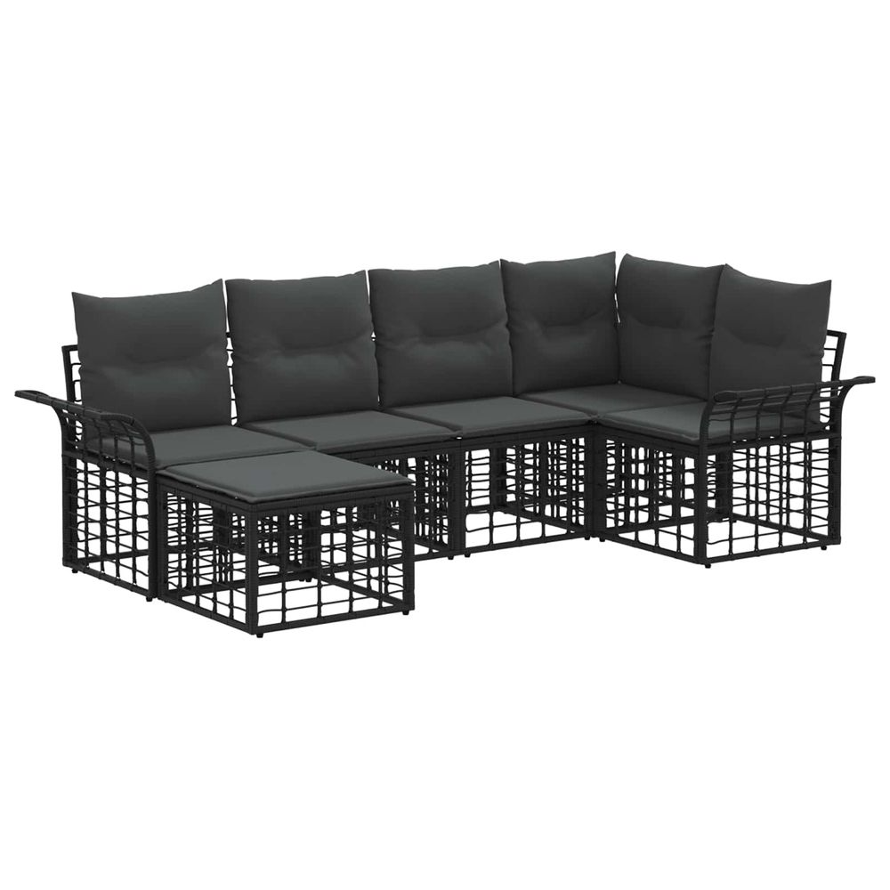 Ensemble de canapés d'extérieur 6 pc noir et gris foncé
