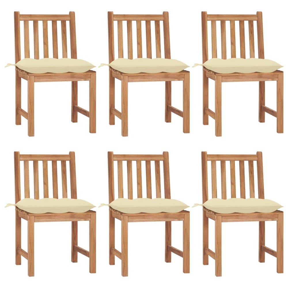 Chaises de jardin lot de 6 avec coussins bois de teck massif
