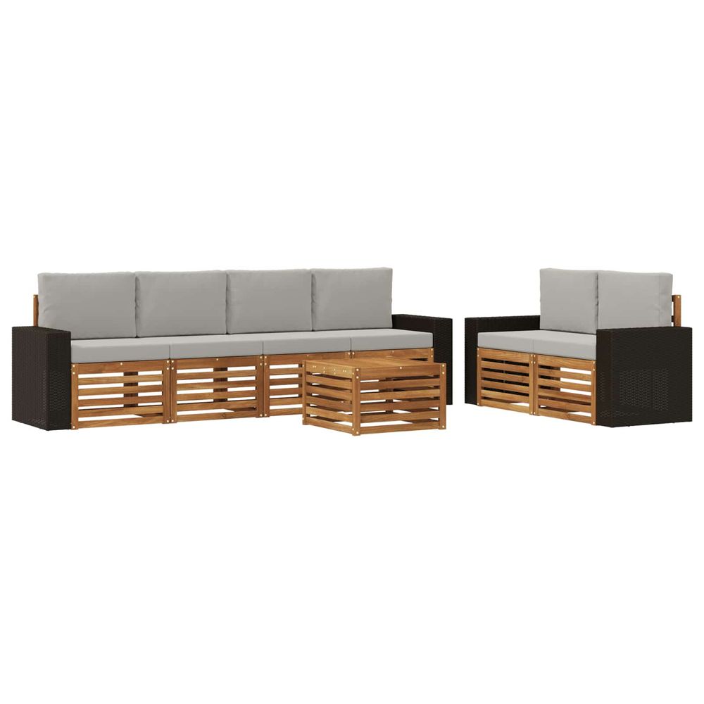 Ensemble de canapés d'extérieur 7 pc naturel et gris clair