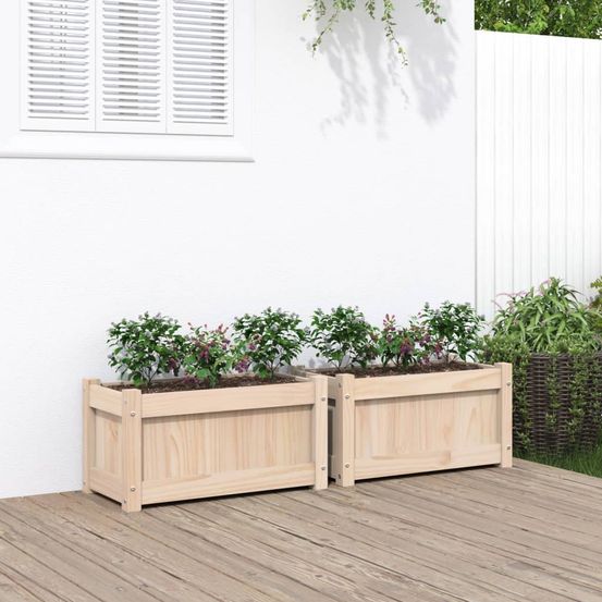 Lot de 2 jardinières en bois de pin massif pour jardin et balcon 60 cm