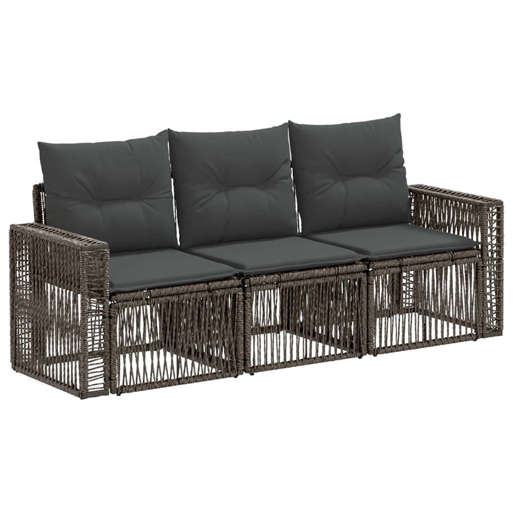 Ensemble de canapé de jardin 3 pc gris et gris foncé polyrotin