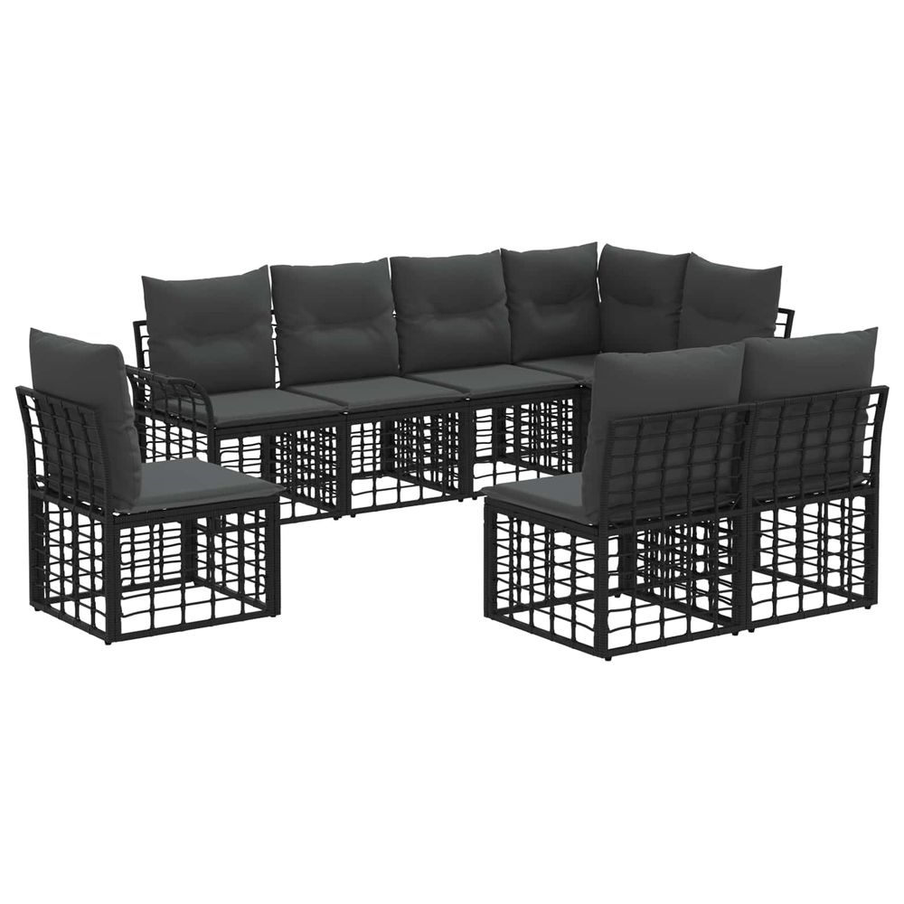 Ensemble de canapés d'extérieur 8 pc noir et gris foncé