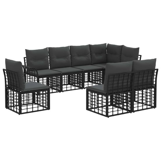 Ensemble de canapés d'extérieur 8 pc noir et gris foncé