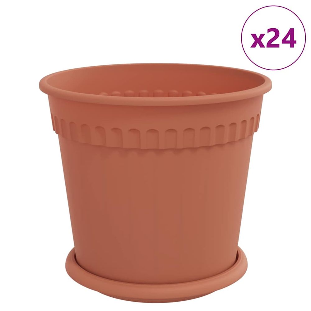 Pots de plantes 24 pc rouge brique plastique