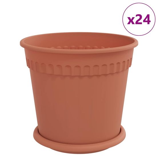 Pots de plantes 24 pc rouge brique plastique