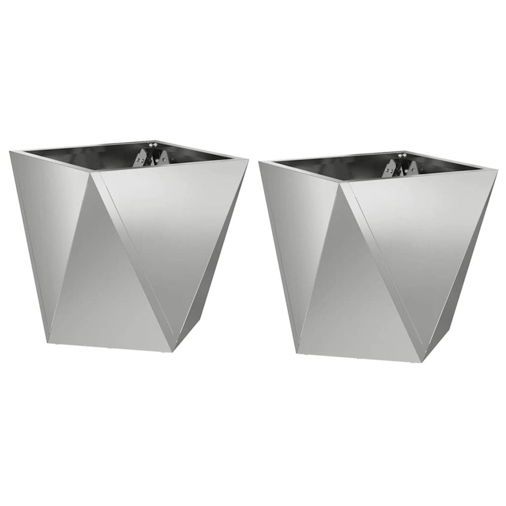 Jardinière d'extérieur 2 pc argent 30 x 30 x 30 cm acier galvanisé