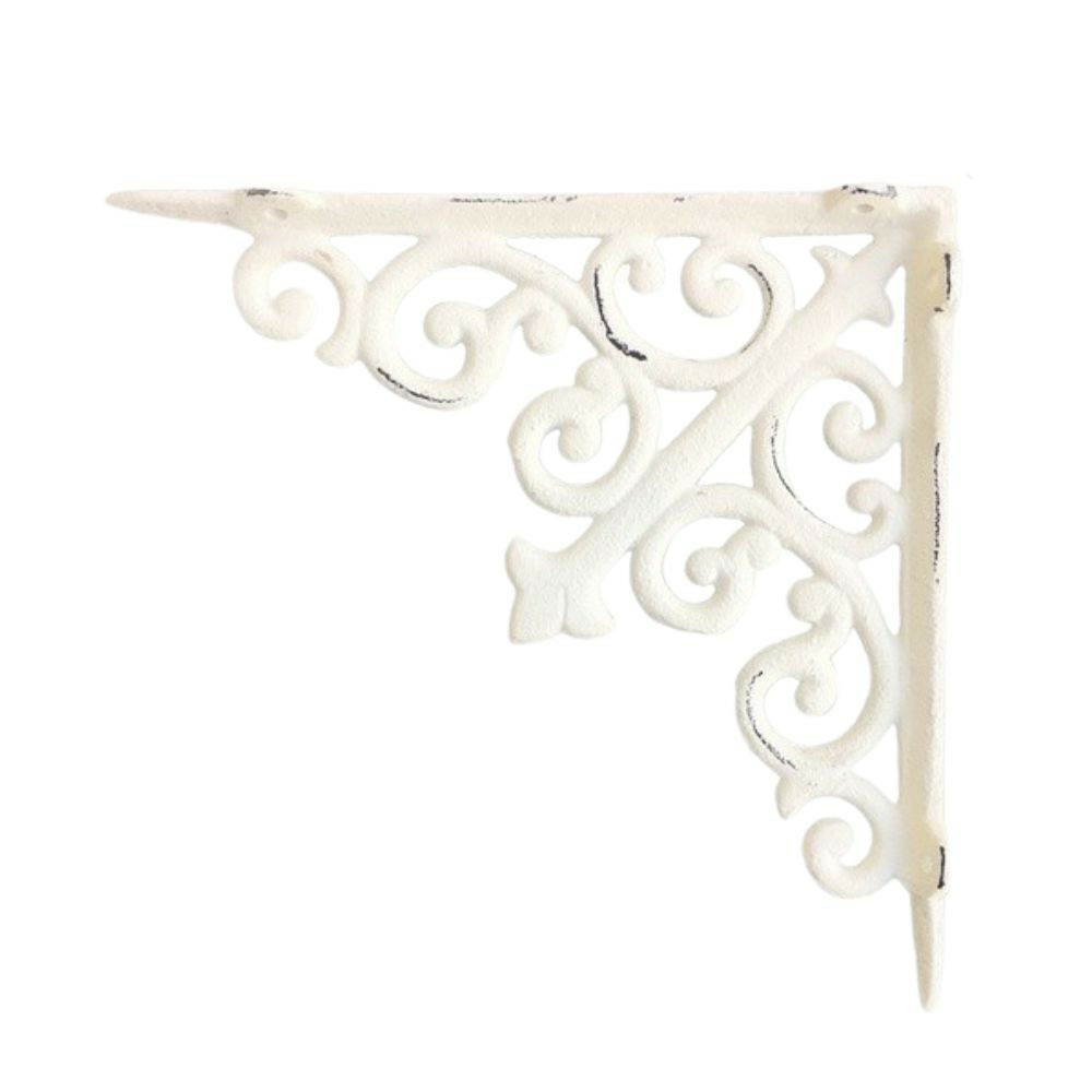 Equerre fixation étagère vintage ancienne fonte blanche 20 x 20 cm