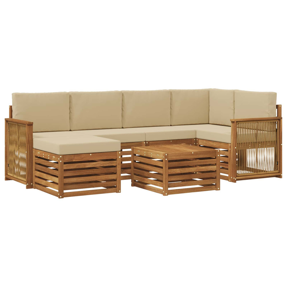 Ensemble de canapé d'angle avec coussin 6 pcs naturel