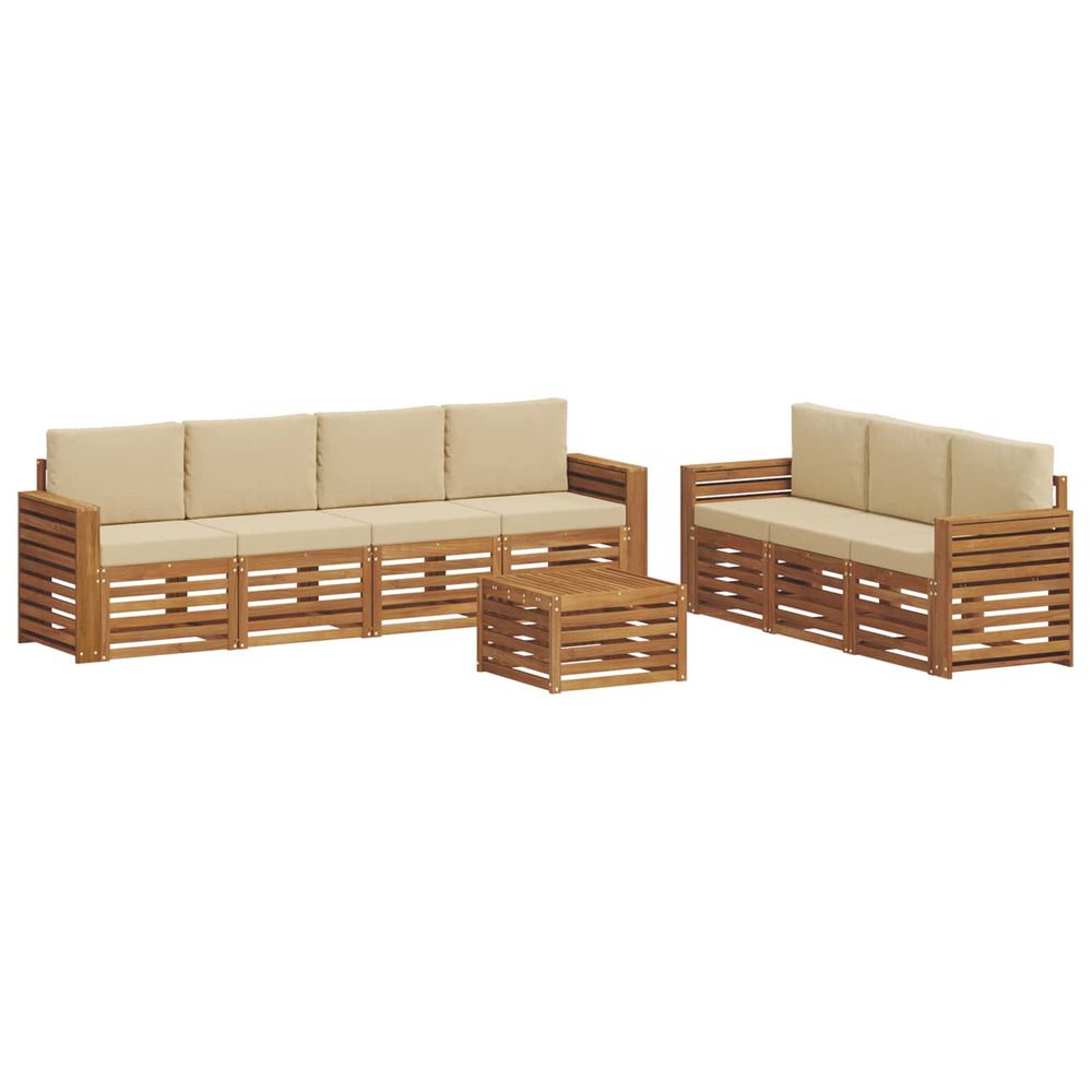 Ensembles de canapés 8 pc naturel et beige bois d'acacia massif