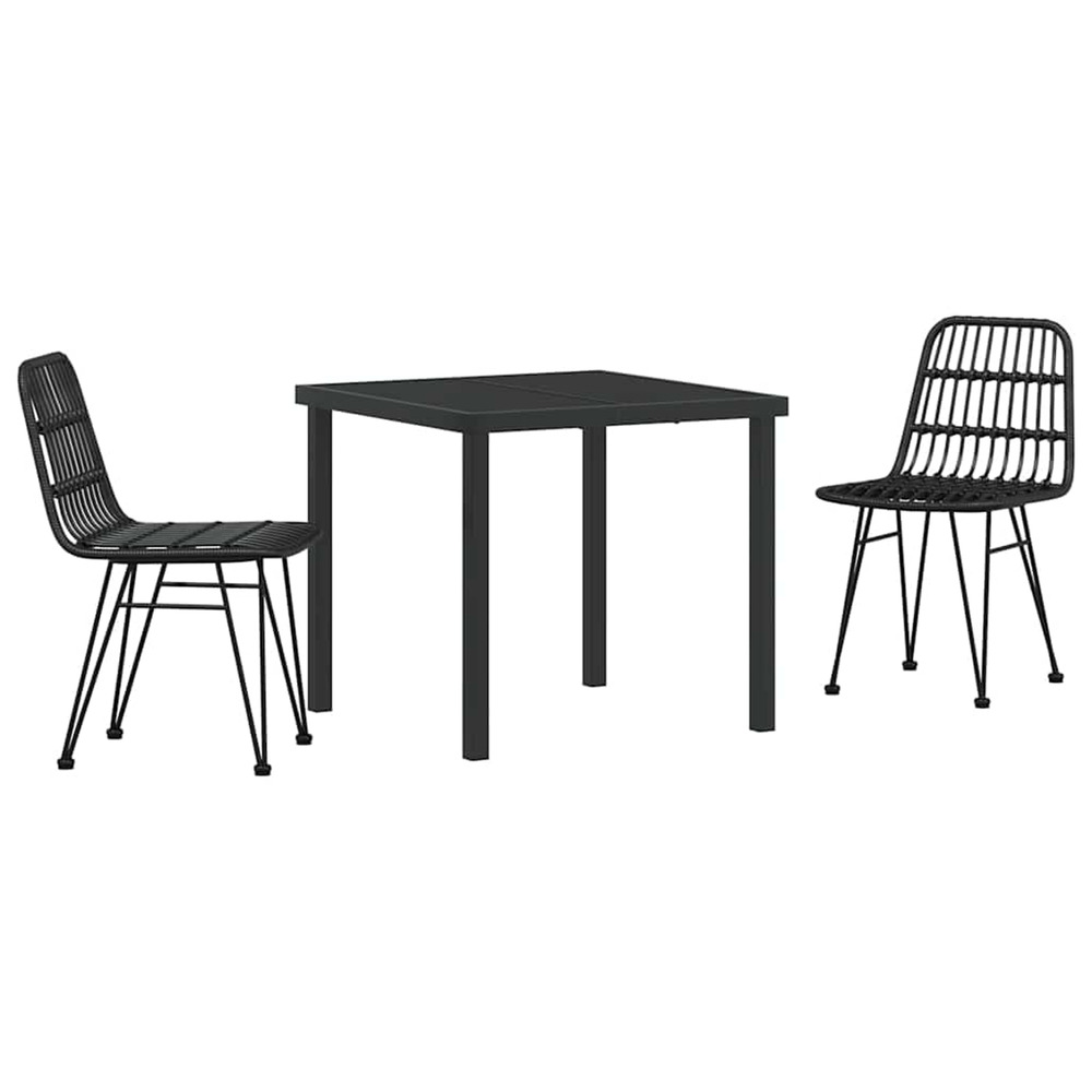 Ensemble de salle à manger pour jardin 3 pcs noir