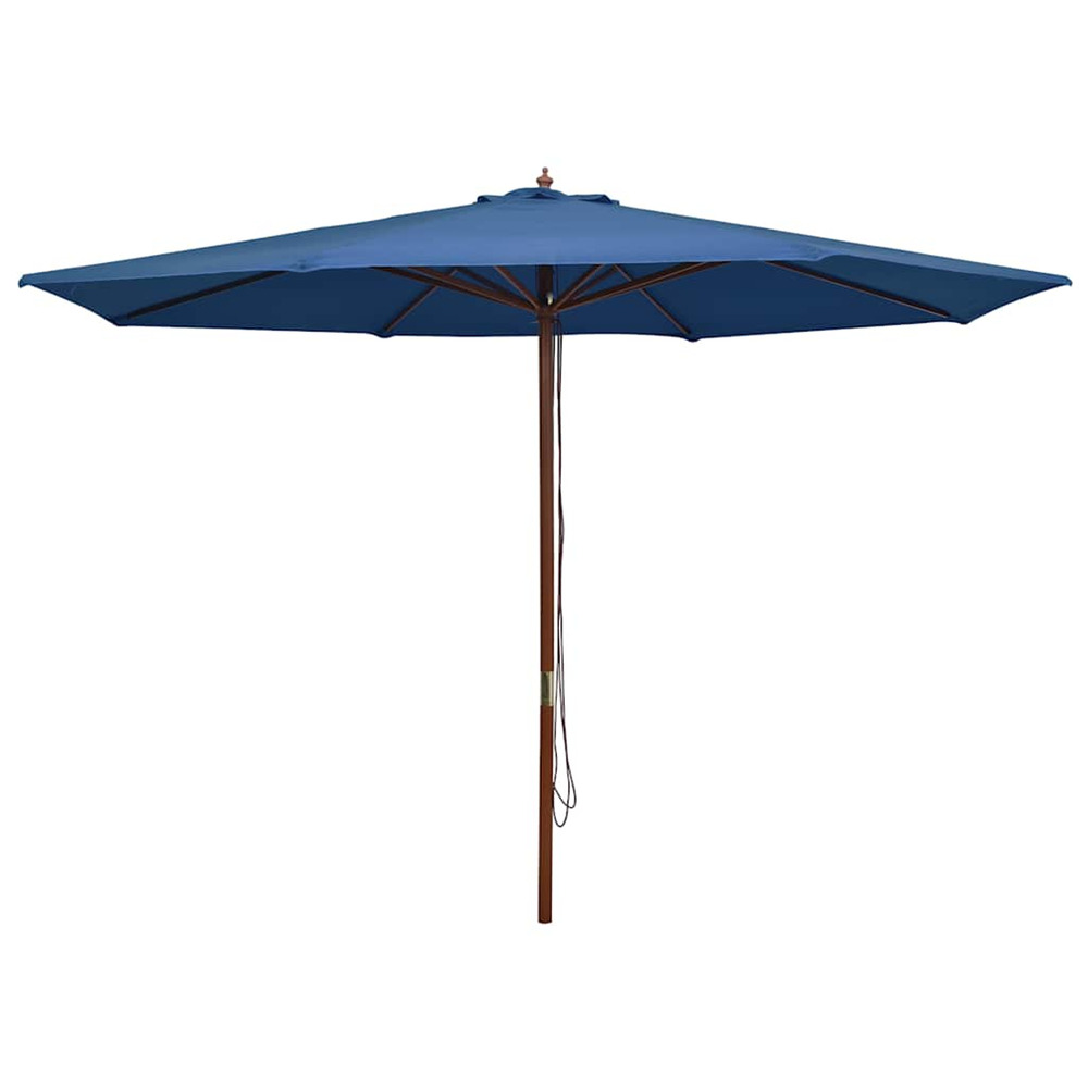 Parasol d'extérieur avec mât en bois 350 cm bleu