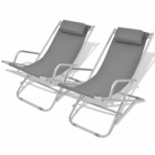 Lot de deux chaises inclinables de terrasse acier gris