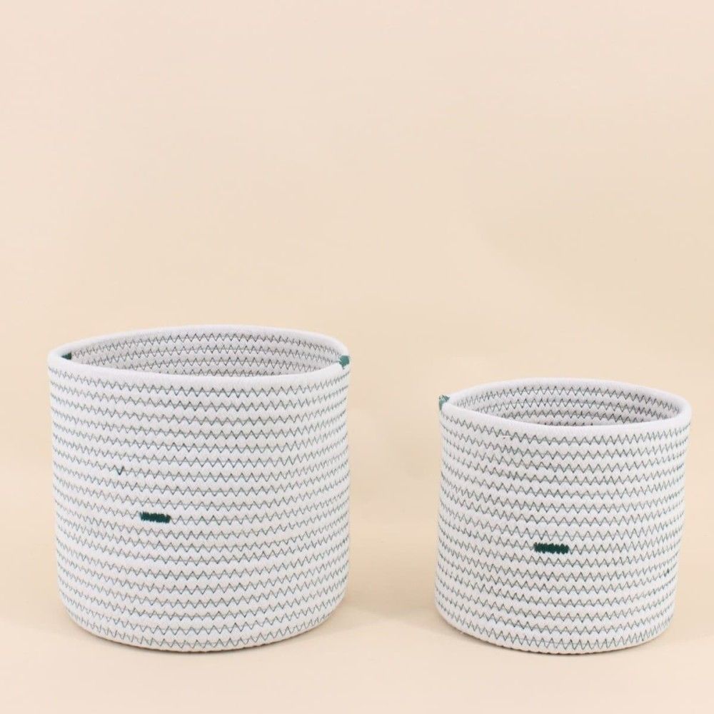 Lot de 2 paniers blancs en corde