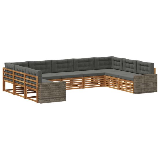 Ensemble de canapés d'extérieur 9 pc naturel et anthracite